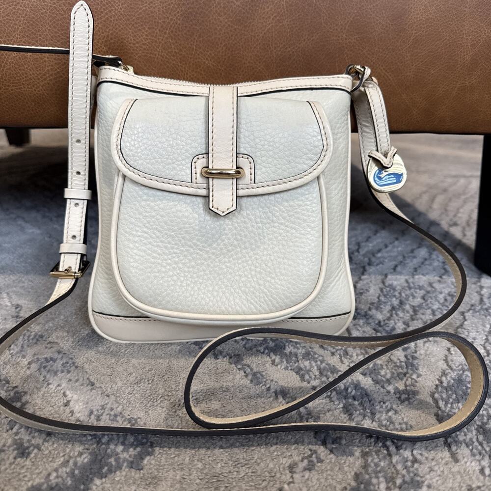 Dooney & Bourke, Vintage Pebble Grain Letter Carrier Crossbody, Cream